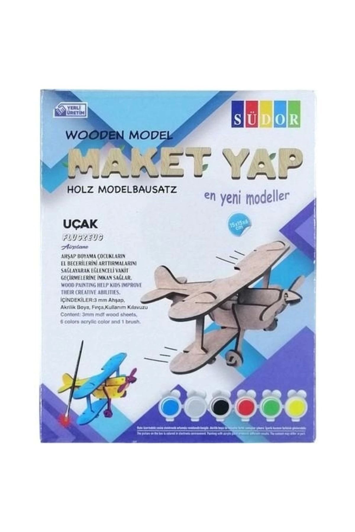 Südor Ahşap Maket Uçak Boyama Seti 15x15x6cm N:md2-01