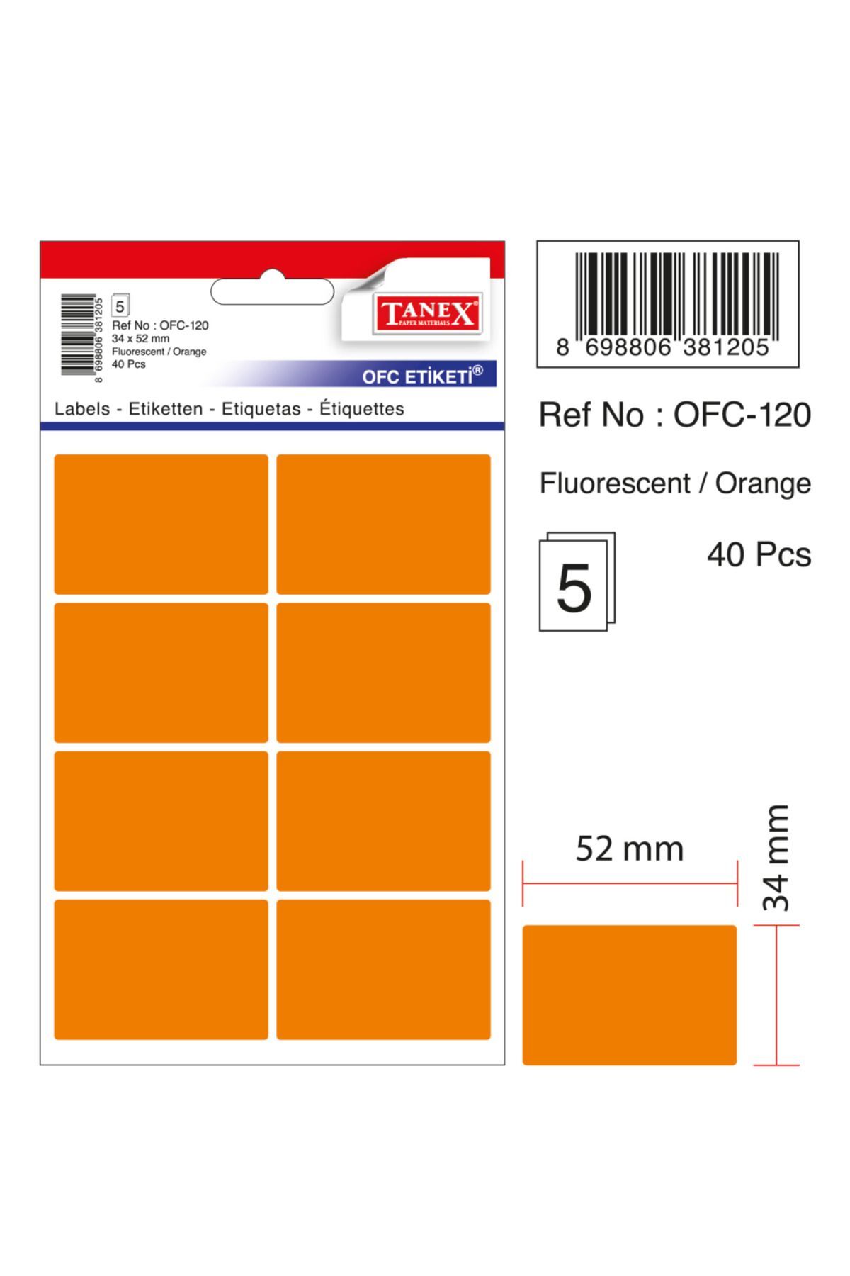 Ofc-120 Flo Turuncu Ofis Etiketi