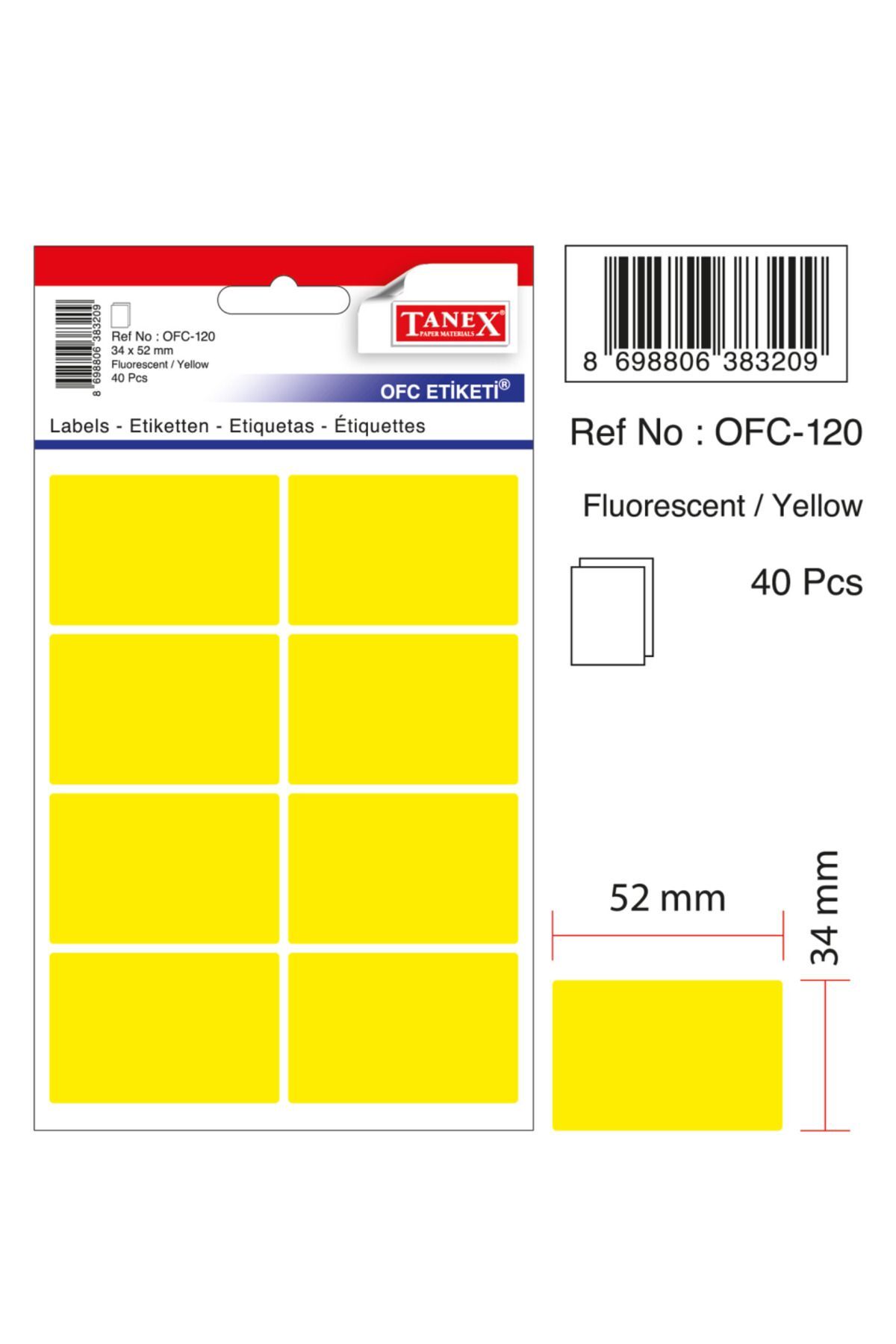 Ofc-120 Flo Sarı Ofis Etiketi