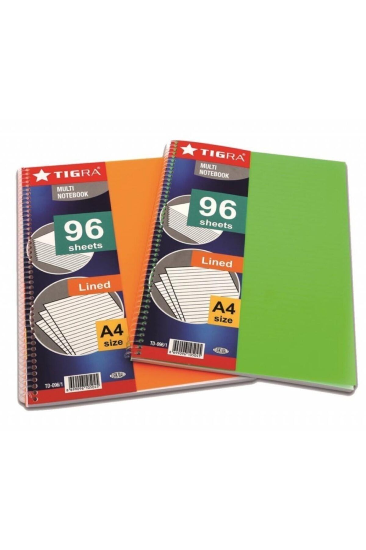 Spiralli Defter Plastik Kapak Çizgili 96 Yp A4 Td-096/1