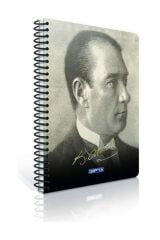 100 Yaprak 17x24 Atatürk Spiralli Sert Kapak Kareli Defter 2651