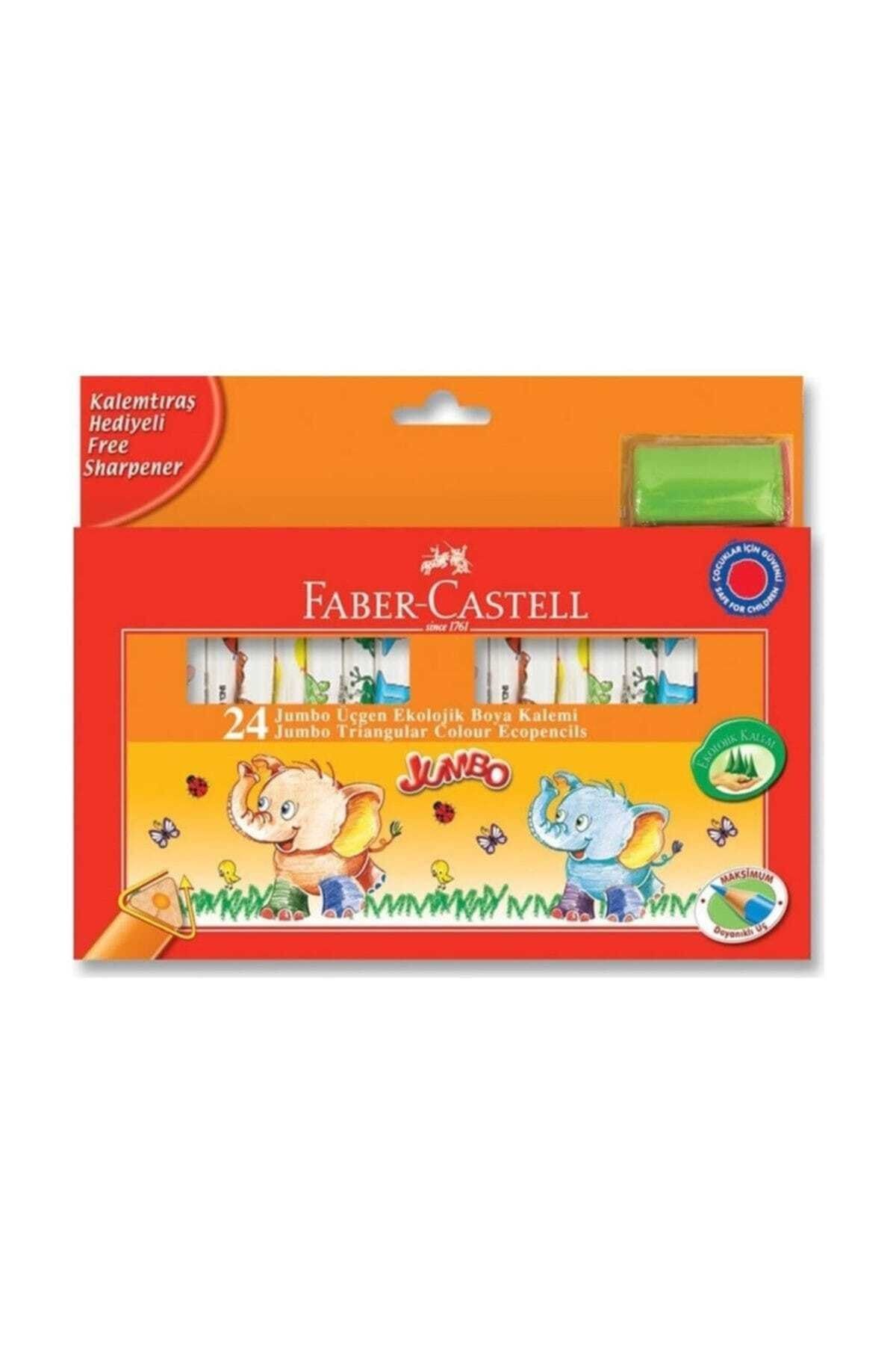 Faber-castell 5171123024 Jumbo Üçgen Beyaz Gövde Boya Kalemi, 24 Renk