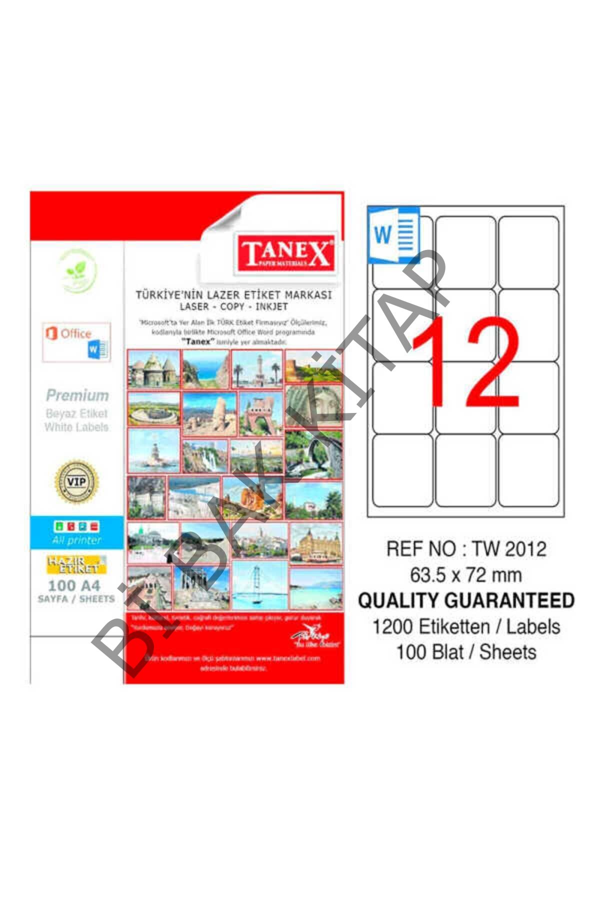 Taneks Lazer Etiket 63.5 X 72 Mm Tw-2012